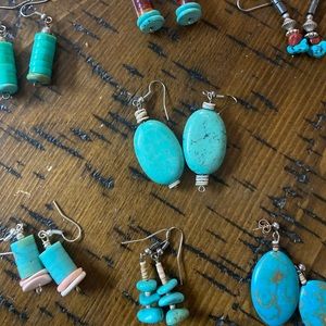 Howlite and red block earrings